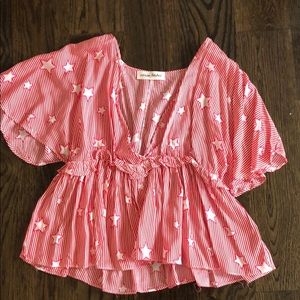 Red and white starry top